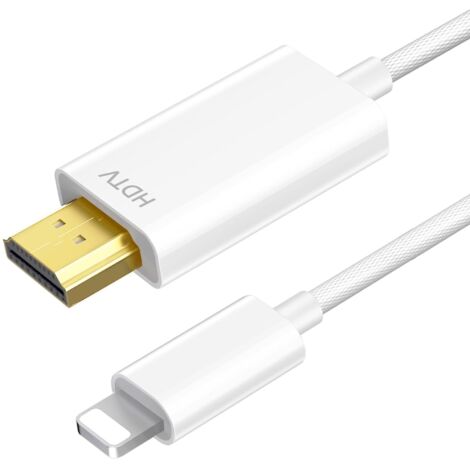 Cable iPhone HDTV pour TV, Cable iPhone HDTV 2M, Câble Convertisseur HDMI, Câble HDMI pour i-Phone, pour i-Phone14/13/12/11, sortie TV YouTube, HD1080P, Plug and Play
