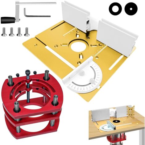 Kit défonceuse Sur Table Aluminium, 65 mm de DiamèTre Défonceuse Sous Table Routeur Lift, Table Défonceuse Kit pour Rainures et Bordures De Table (Or) (1/5)