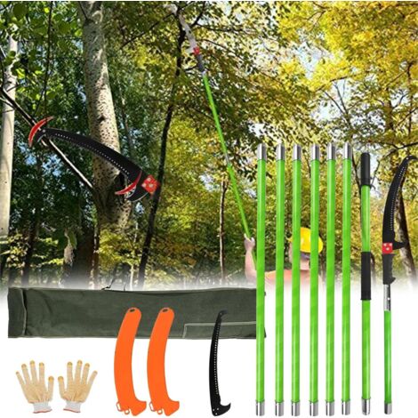 Scie D'élagage, 8M Scie élaguer Main Avec Manche Télescopique Arbre Sécateur Télescopique Longueur Réglable Manuellement Avec Sac Transport 2 Lames Arbre Ensemble D'outils Jardin (1/5)