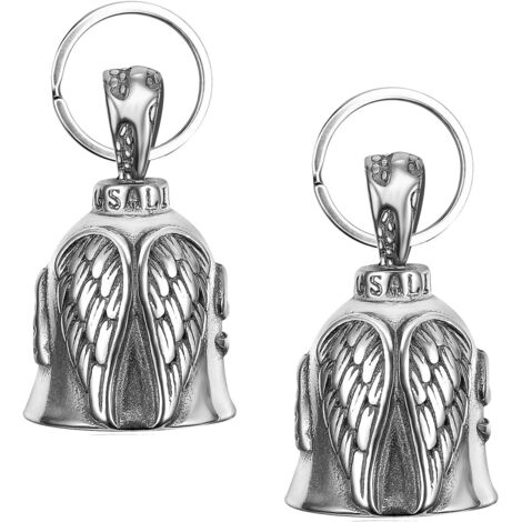 2 Pièces Clochette Guardian Bell, Porte-Clés Moto Chromé Pour Accessoires (Argent) (1/5)