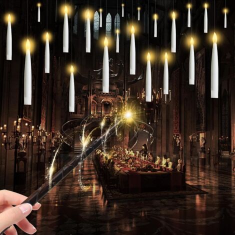 Bougies Flottantes - 12PCS Bougies Led Flottante avec Baguette Télécommande Bougies Led Flamme Vacillante, Bougies à Led à Piles pour Décoration de église Famille Chambre Noël Halloween (Blanc Chaud) (1/5)