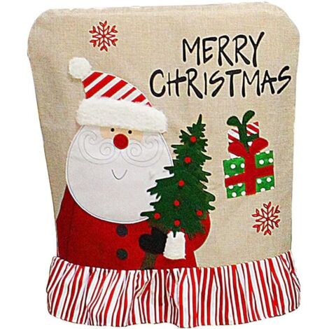 Nouvelle housse de chaise arrière de Noël, 1 housse de chaise de salle à manger de Noël, housse de chaise bonhomme de neige Père Noël, housse de chaise de salle à manger en lin pour décoration d'ambia (1/5)