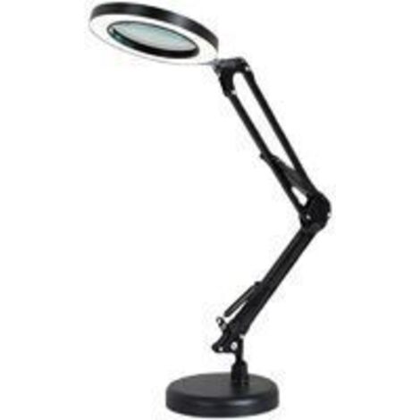 Lampe Loupe LED 5X, Lampe loupe de Bureau Bras Rotatif réglable, , Lentille en Verre de, pour l'entretien, l'artisanat, la Lecture, la Couture, Noir (1/4)