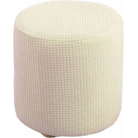 Housse de Pouf Ottomane Carrée/Rond  Extensible, Housses de Repose-Pieds en Jacquard Doux pour protéger Le Repose-Pieds, Housse de Pouf avec Fond élastique ( Color : blanc laiteux , Size : 30x30cm ) (1/5)