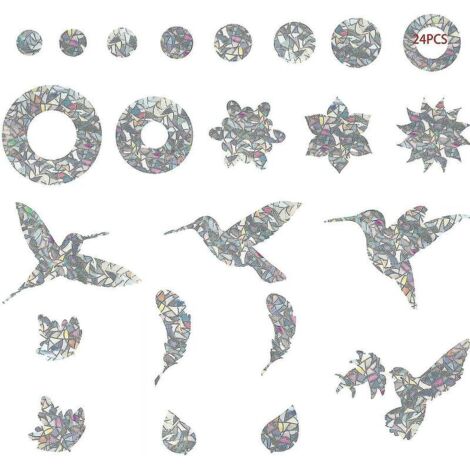 Autocollant Oiseau Oiseaux Collision Anti-Collision Autocollants De Fenêtre Protection De Porte en Verre Silhouett Sticker Vitre Anti-Collision pour Éviter Les Personnes Et Les Oiseaux 24 Pièces