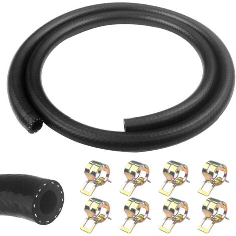 1 Mètre durite essence, 8mm Diamètre Intérieur durite gasoil, tuyau essence avec 8pcs colliers de serrage, Tuyau de Carburant pour Camion, Voiture, Tracteur ou Petit Moteur (1/5)