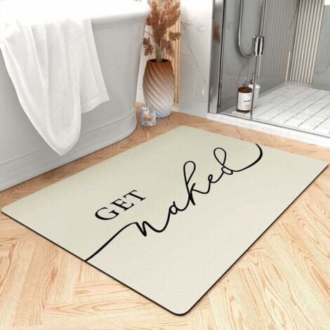 Tapis de bain super absorbant à séchage rapide Get Naked pour salle de bain, antidérapant, avec envers en caoutchouc, ultra fin, pour salle de bain, 43,2 x 61 cm, beige (1/5)