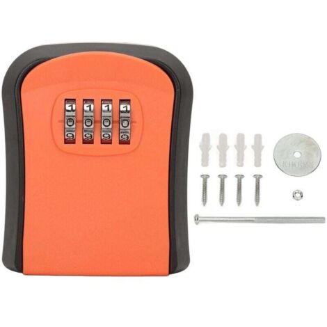Boîte de Serrure à Combinaison étanche, Antirouille, Résistante à l'usure, Large applicabilité, Boîte de Rangement Murale Sécurisée pour Clés, Résistante aux Chocs pour Garage (Orange) A (1/4)