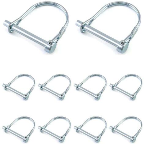 10 Pcs Goupille de Verrouillage Forme D, Goupille Securite en Acier au Carbone Galvanisé pour Jardin Pelouse Remorques - 6 x 50 mm (1/5)