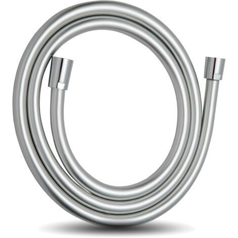 Flexible de Douche 2.0 m, Avec Protection Anti-torsion, Flexible Douche en PVC, Tuyau Douche haute Pression de Rechange, Pour Robinetterie de Salle de Bain, Argent (1/5)