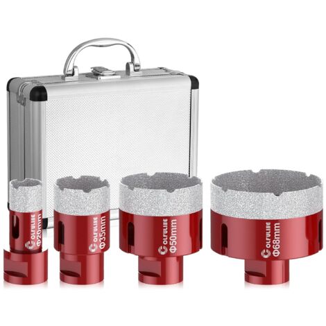 Kit De Forets Diamantés Pour Carrelage, 4 PCS 20/35/50/68 Mm Forets Diamantés Pour Carrelage Forets Pour Verre Filetage M14 Kit Pour Grès Cérame (1/5)