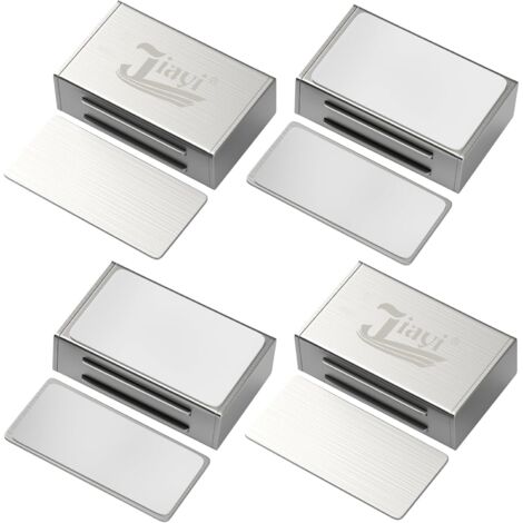 Aimant Porte Placard Adhesif Puissant Lot de 4 Aimant Porte sans Perçage pour Placard Cuisine Loquet Magnétique Aimant Meuble Fermeture avec Autocollant pour Tiroir, Armoire, Porte Coulissant (1/5)