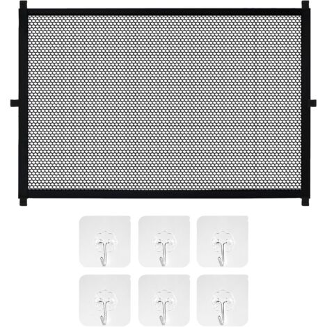 Barrière de protection, extensible, sans perçage, 110 x 72 cm, pour bébés et animaux domestiques, avec 6 crochets adhésifs, maille flexible, pour portes, escaliers, passages, facile à installer et peu (1/5)