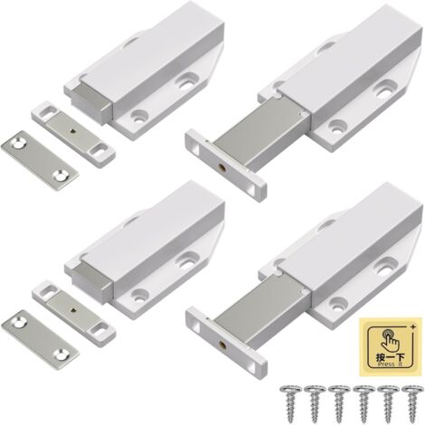Poussoir Push to Open Lot de 4 Aimant Poussoir Porte Placard Poussoir Tiroir Push Pull Latch pour Armoire Loquet Magnetique Pousse pour Ouvrir Porte Placard Fermeture Magnetic pour Fermer Porte (1/5)