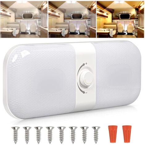 Plafonnier Led 12v Camping Car, Lampes de Toit à Intensité Variable, Lampe 12v Led avec Commutateur de MéMoire, lumière Blanche Jaune et Chaude, pour Camion Caravane Camping-car Cabine(1 Pcs) (1/5)