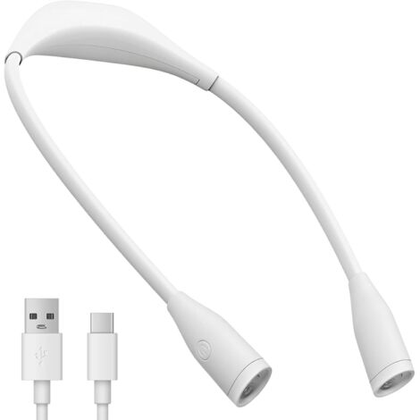 Lampe de Cou LED Rechargeable USB pour Lecture et Tricot, Lampe de Lecture Mains Libres avec 3 Couleurs et 9 Niveaux de Luminosité, Bras Flexibles 360°, Lumière Douce Sans Scintillement Classe A (1/5)
