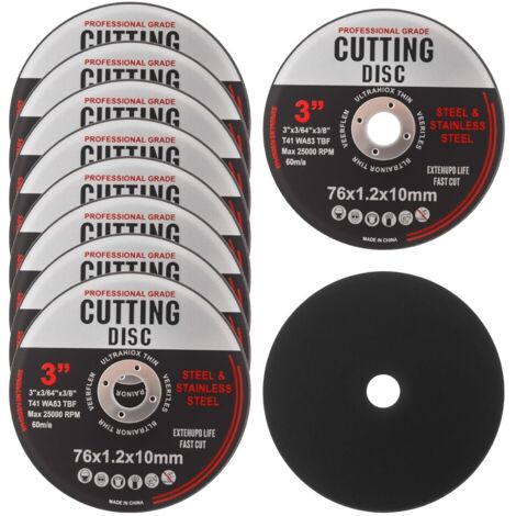 Disques de Coupe de 76 mm pour Meuleuse d'Angle, Lot de 10 Disques à Tronçonner pour Coupe Rapide de l'aluminium du Métal Bois Fer l'acier