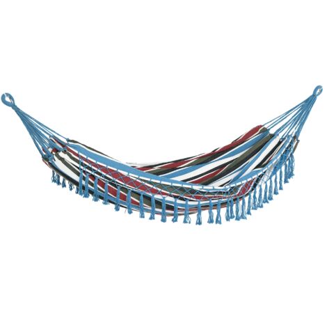 Outsunny Hamac de Voyage Portable Style Hippie Chic Toile de hamac dim. 2,85L x 1,5l m Coton Polyester Multicolore (1/5)