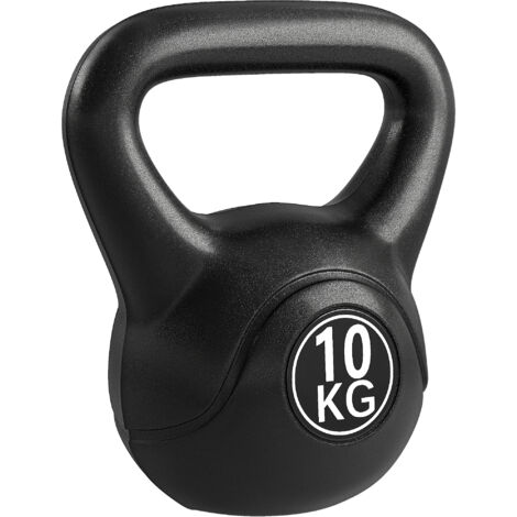 Kettlebell 10 kg, haltère avec poignée ergonomique, haltère à boule, musculation, entraînement, 25 x 19 x 28 cm noir (1/5)
