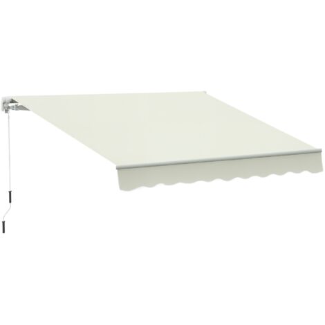 Outsunny Store banne manuel rétractable 295 x 245 cm store exterieur terrasse avec manivelle, angle réglable 45°-85°, aluminium et polyester 280 g/m², auvent de terrasse, balcon, cour, crème (1/5)