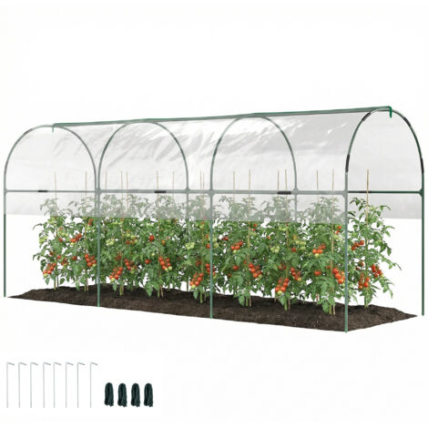 Serre de jardin serre à tomates 4 arceaux en acier bâche en PVC 4 x 1,2 x 1,7 m vert