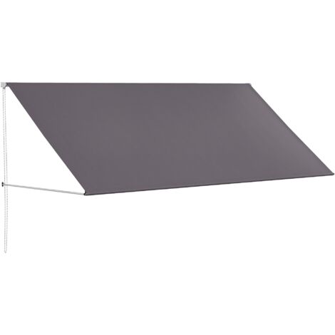 Store banne manuel auvent rétractable Inclinaison réglable 300 x 120 cm protection UV aluminium polyester gris foncé (1/5)