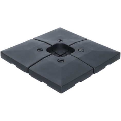 Outsunny Lot de 4 pied de parasol poids de lestage carré pour parasols déportés dim. par dalle 51L x 51l x 12H cm polyéthylène - A remplir d'eau jusqu'à 80 kg ou de sable jusqu'à 120 kg - noir (1/5)