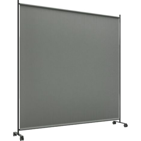Panneau brise-vue paravent extérieur sur roulettes pour le jardin, terrasse, balcon - dim. 183L x 30l x 181H cm - gris (1/5)
