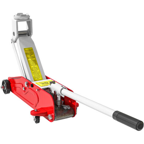 Cric hydraulique à profil bas en acier robuste, Charge maximale de 2000 kg, capacité de levage de 12 à 30 cm, rouge