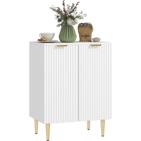 Buffet cuisine meuble de rangement avec 2 portes étagère réglable pieds métalliques surélevés 60 x 40 x 80 cm blanc (1/5)