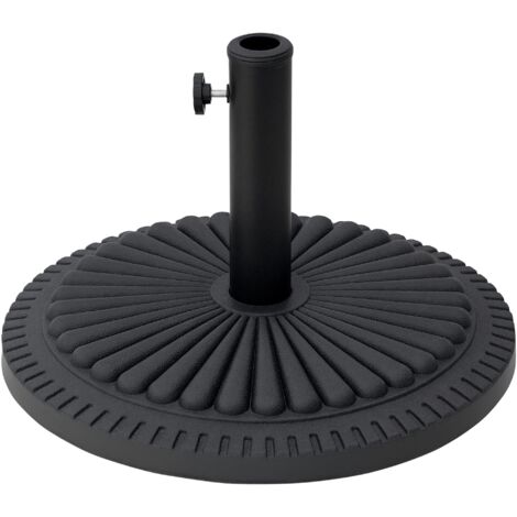 Outsunny Pied de parasol base de lestage parasol rond ciment HDPE motif rosace Ø 49 cm poids net 14 Kg noir (1/5)