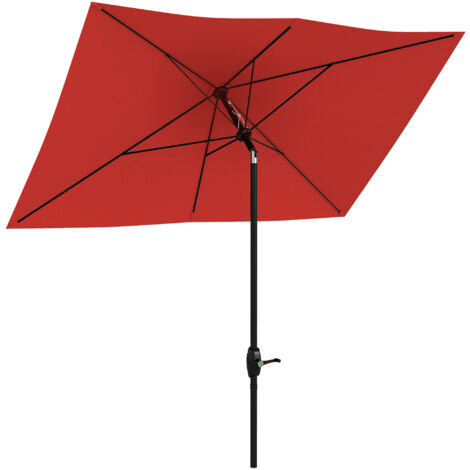 Parasol rectangulaire inclinable 2x3 m avec manivelle toile polyester imperméabilisée haute densité 180g/m² rouge (1/5)