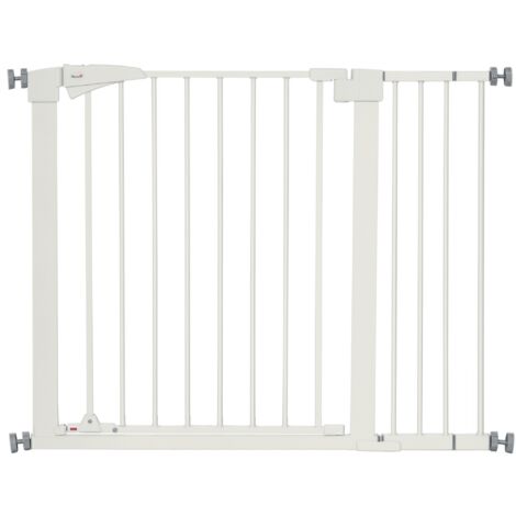 Barrière de sécurité pour chien animaux sans perçage avec fermeture automatique largeur 76-103 cm blanc (1/5)