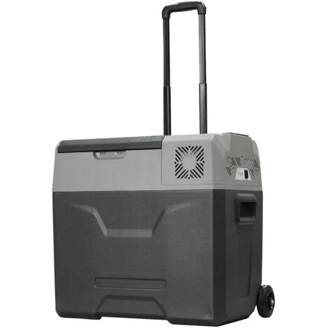 HOMCOM Glacière-congélateur portable Glacière à compression Glacière électrique froid -20°C 50 L 12 V et 230 V prise alume-cigare + adaptateur inclus gris noir
