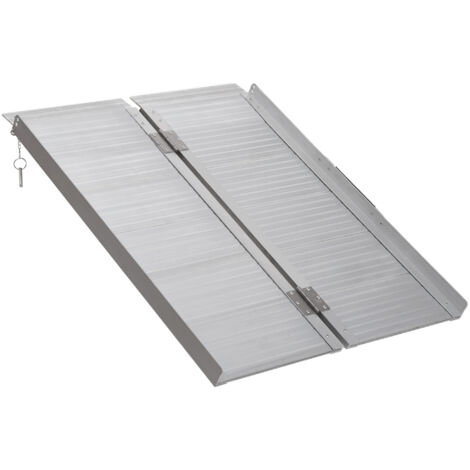 Rampe de fauteuil roulant antidérapant pliable en aluminium avec bordures charge max. 270 Kg 91 x 74 cm