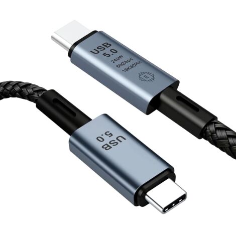 Câble Thunderbolt 5 (1m) 80Gbps – Charge Rapide PD 240W, 16K/8K/4K Affichage, Compatible Thunderbolt 4/3/5 USB4 – Pour MacBook, Ordinateur Portable, eGPU, SSD, Station d’accueil (1/5)