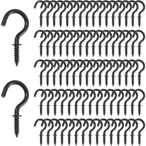 Crochets À Vis, Crochets à Vis de Plafond, Crochets Muraux à visser Inox pour Intérieur, Extérieur, Clés, Lumières, Décoration de Noë（20mm-80pcs） (1/5)