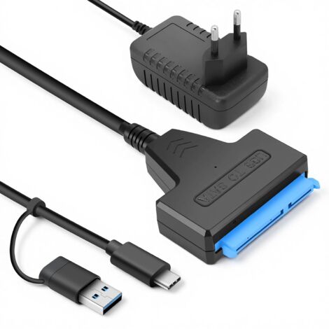 Cable SATA to USB 3.0 Adapter für SSD/HDD 2,5"/3,5", Lecteur Disque dur Externe internes Convertisseur avec 12V 2A Adaptateur D’alimentation pour Mac Os/Linux/Windows (1/5)