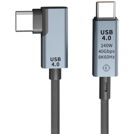 Câble Thunderbolt 4 USB-C coudé 1m – 40Gbps Haute Vitesse, USB 4.0, Transfert de Données & Sortie Vidéo 8K@60Hz – Compatible avec pour MacBook, pour Dell, pour HP et plus (1/5)