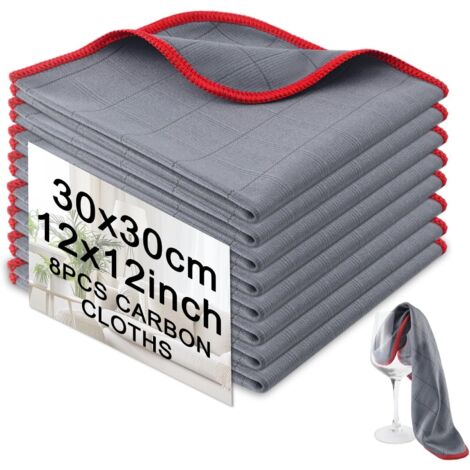 Chiffon Magique Microfibre Carbone 400g/sm,8X Chiffons en Fibre de Carbone,30 X 30 cm Chiffon Vitre sans Trace Absorbant Polissage pour Vitres, Miroirs, Écrans, véhicules, Toutes Surfaces Lisses (1/5)