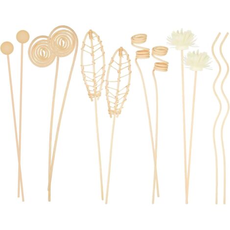 Lot de 12 Bâtons d'Arôme en Rotin Naturel ， Diffuseurs de Parfum d'Ambiance Longue Durée ， pour Maison, Bureau, Spa ，25,4 cm (Couleur Primaire) (1/5)