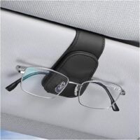 Support de lunettes de soleil pour pare-soleil de voiture, support de lunettes en cuir, support de lunettes magnétique et porte-cartes, accessoires intérieurs de voiture universels pour SUV et pick-up