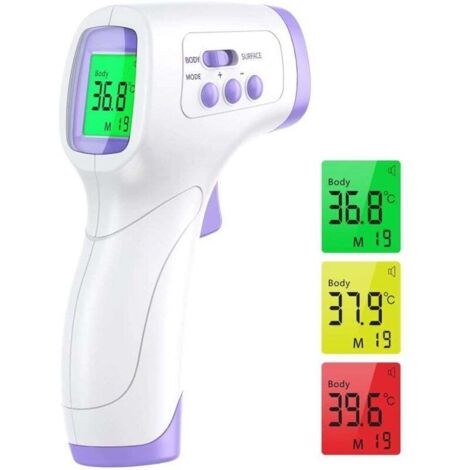 Thermometre Frontal Adulte, Thermometre Frontal Infrarouge, 2 en 1 Thermomètre san Contact Bébé Adulte Objet, Thermometre infrarouge avec Alerte Fièvre, Écran LCD et Fonction Mémoire (1/4)