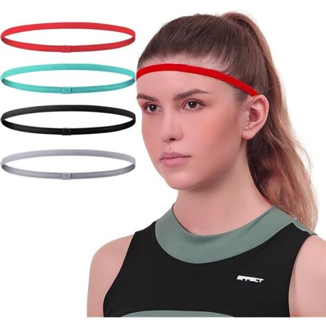 Lot de 4 Bandeau Élastique, Bandeaux de Sport Unisexes, Bandeaux de Sport Mince, Antidérapant Bandeau Sport pour Exercices Sportifs et Football (1/5)