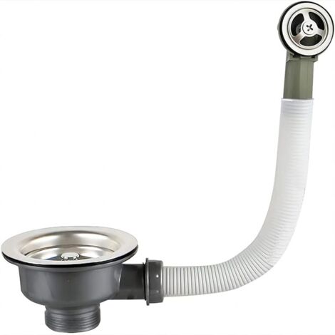 Bonde D'évier avec Trop Plein Panier Inox 114 mm 1½", Acier Inoxydable + ABS, Bonde + Panier (1/5)