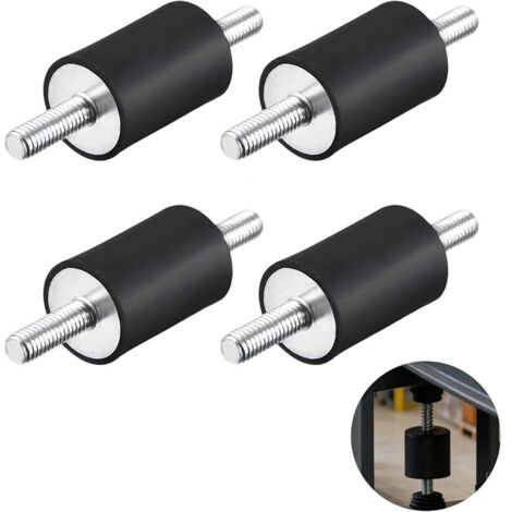 4 Pièces de Supports en Caoutchouc M6 Silent Bloc Amortisseurs de Chocs 20 mm x 20 mm, Isolateurs de Vibrations Universels pour Équipements de Fitness, Climatisation, Moteurs et Plus (VV M6 20X20)