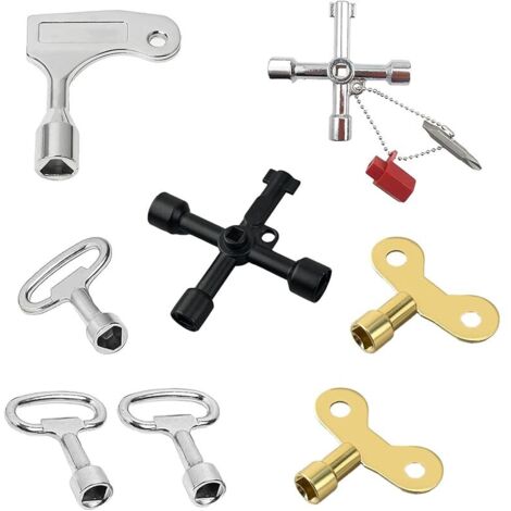 8 Pieces Multifunctional Utility Wrench Universal Cross Wrench, Triangular Wrench, 4 Way Cross Wrench, Square Pin Wrench for Electric and Water Meters (1/5)
