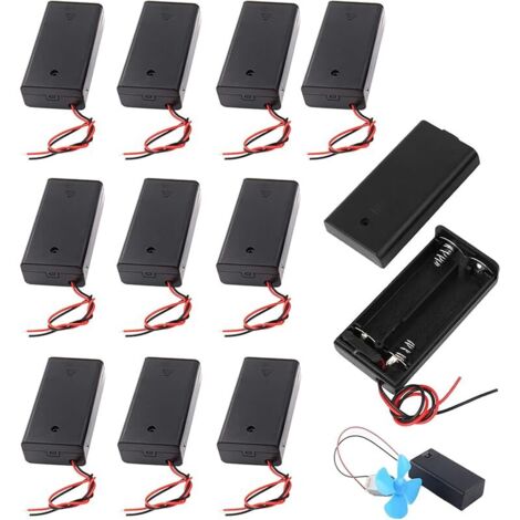 10 Pièces Boîte en Plastique pour 2 Piles AA 3V avec Câble de Connexion, Supports de Piles 2X AA, Couvercle et Interrupteur Marche/Arrêt, pour Projets DIY et Applications Électroniques (1/5)
