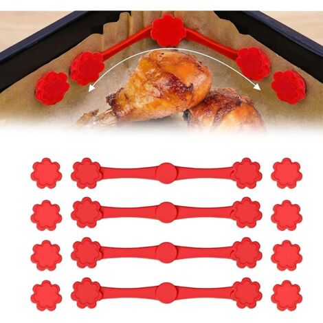Lot de 12 aimants pour papier sulfurisé Airfryer en silicone : lot de boucles magnétiques en silicone (8 aimants + 4 clips) pour une fixation stable du papier à haute température pour un travail (1/5)