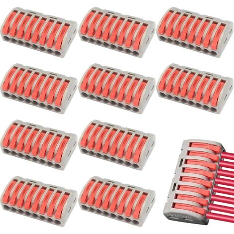 10 x 8-Port Plug-In Electrical Connectors, Secure Connection Terminals 250V/32A for Fast and Reliable Electrical Installation, Domino Electric (1/5)